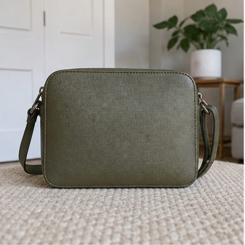 Olive Saffiano Crossbody Bag